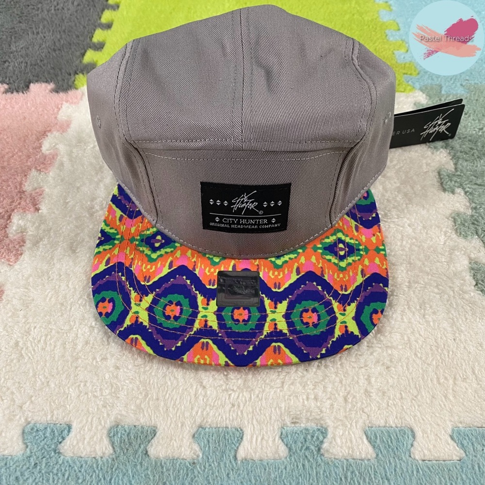 NWT Vintage City Hunter Fresh Prince 5 Panel Bike Hat (Neon Grey)